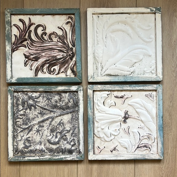 Curated visual reference: Picture Idea: Art 4 Square Floral Metal Picture Frame Mixed Media Wall